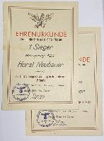 WW2 German Hitler Youth Certificates Of Honour.