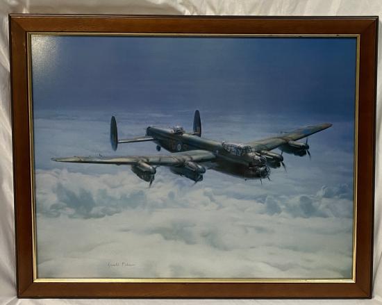 Framed Print " Moonlight Return " Lancaster Bomber.