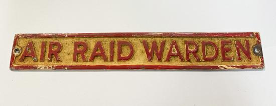 British Air Raid Warden Plaque 