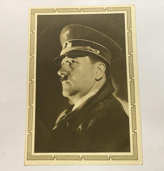 WW2 German Adolf Hitler In Uniform Portrait Postcard